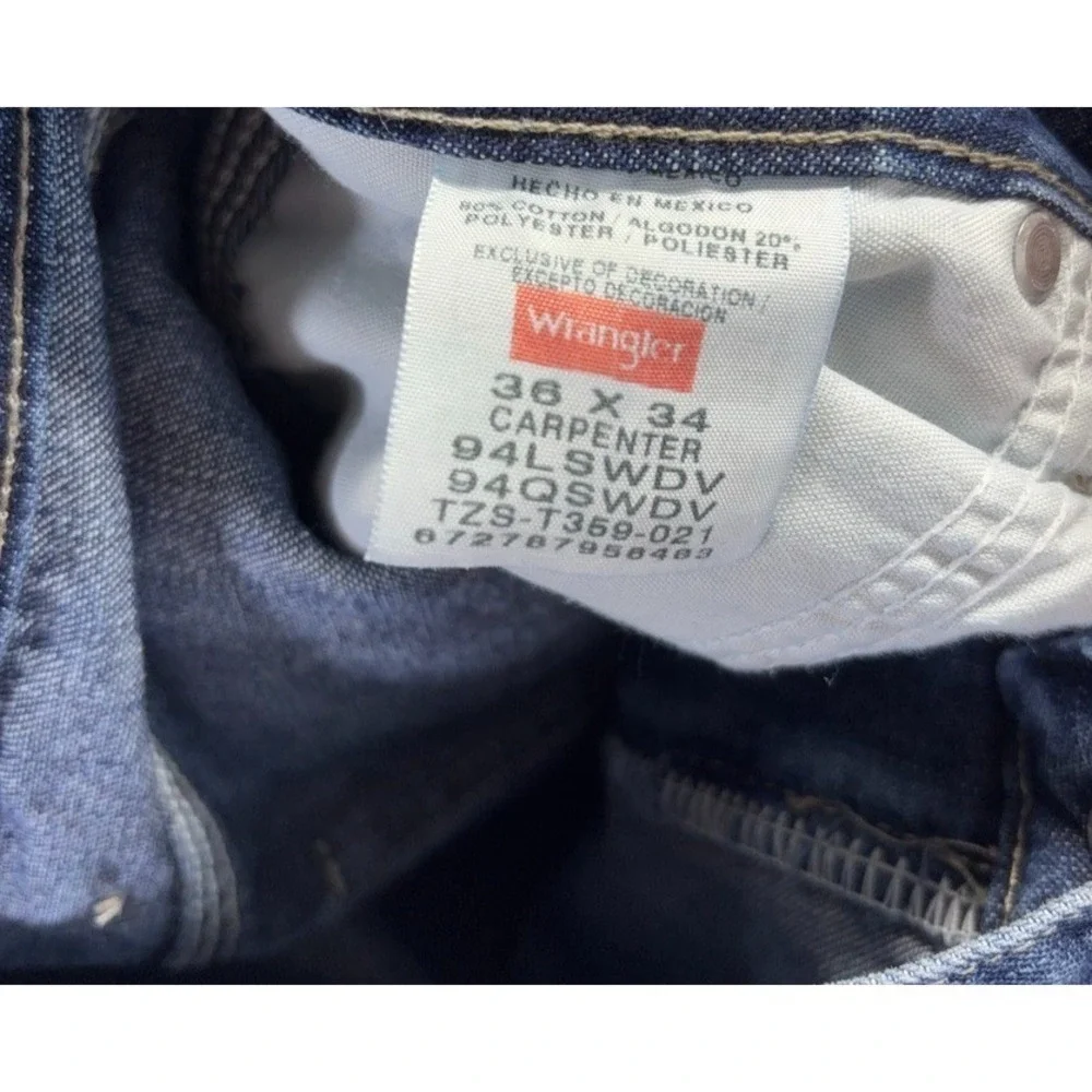 Wrangler Jeans Mens 36X34 Carpenter Straight Relaxed Fit Mid Rise Medium Denim